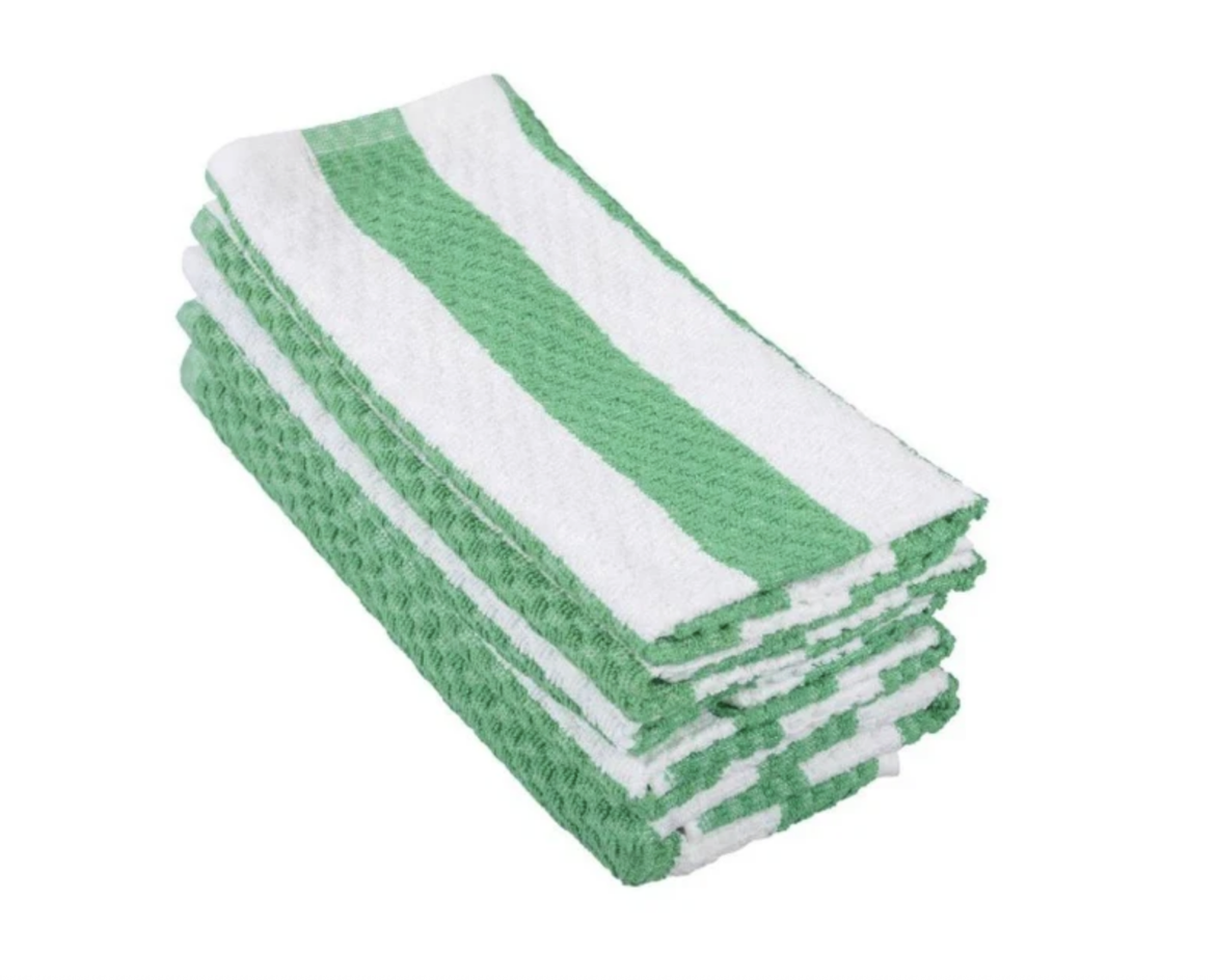 Picture of TOWEL, GREEN STRIPED TOWELLING SWAB 380X600MM COTTON CLOTH WIPER