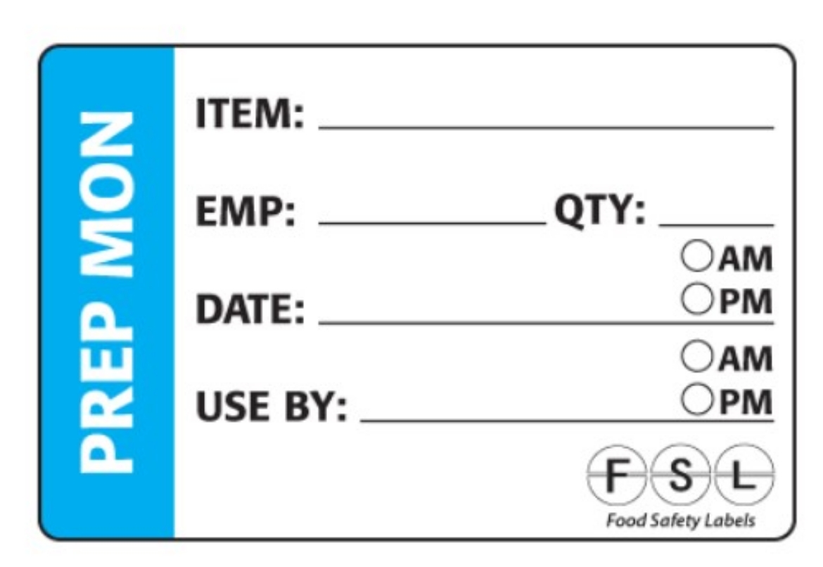 Picture of FOOD LABEL, MONDAY PREP BLUE 73x48mm 250/ROLL