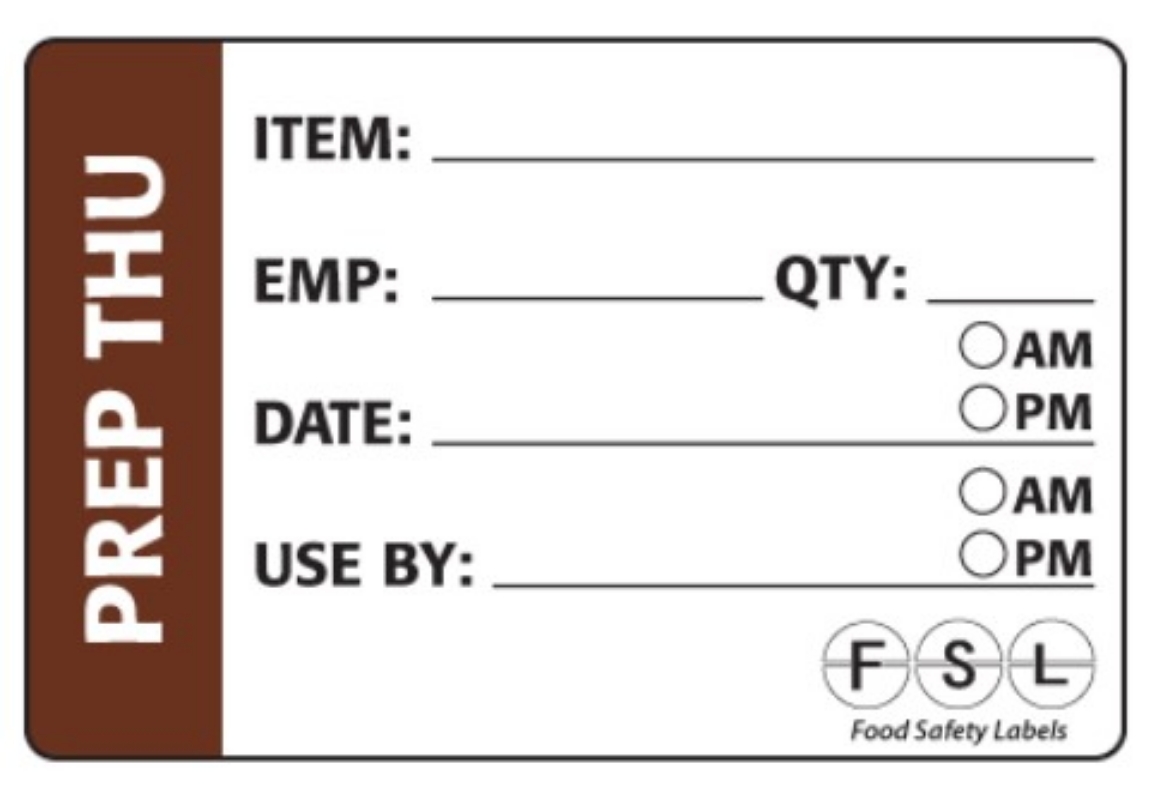 Picture of FOOD LABEL, THURSDAY PREP BROWN 73x48mm 250/ROLL