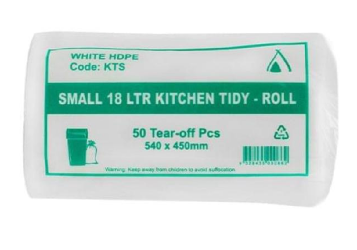 Picture of BIN LINER 18LTR KITCHEN TIDY WHITE ROLL 1000/CTN