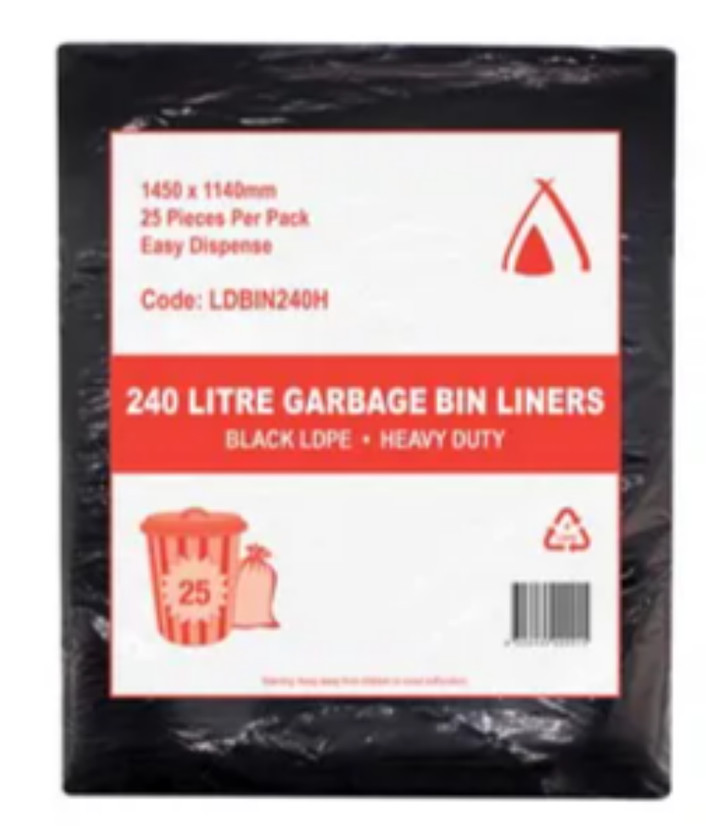 Picture of BIN LINER 240LTR ECONO BLK FLAT 250/CTN