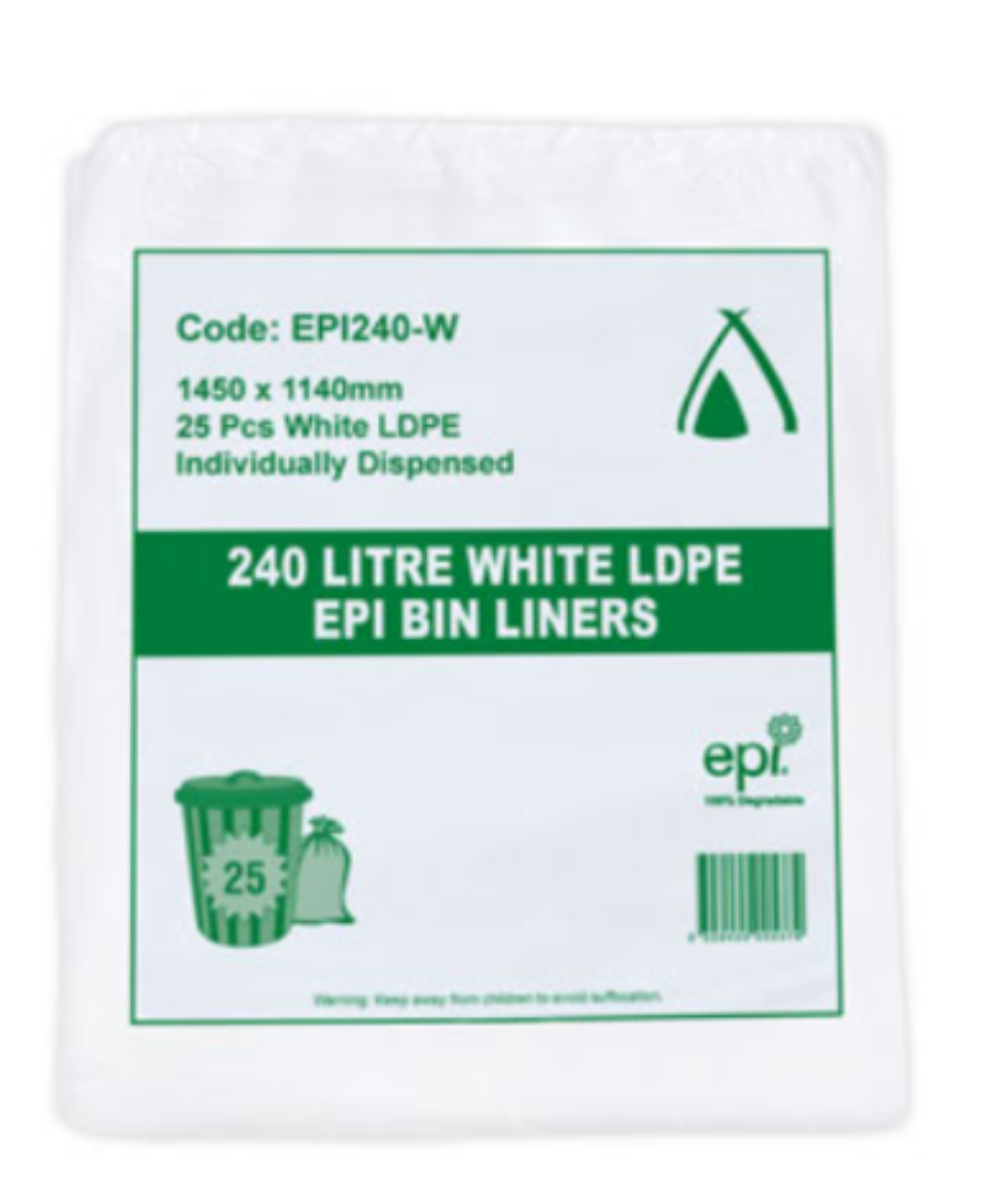 Picture of BIN LINER 240LTR WHITE LDPE + EPI 100/CTN