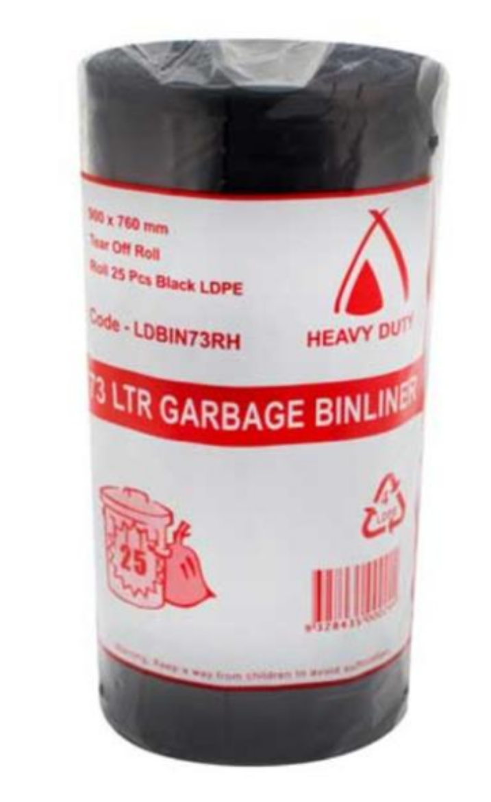 Picture of BIN LINER 73LTR BLACK HEAVY DUTY ROLL 250/CTN