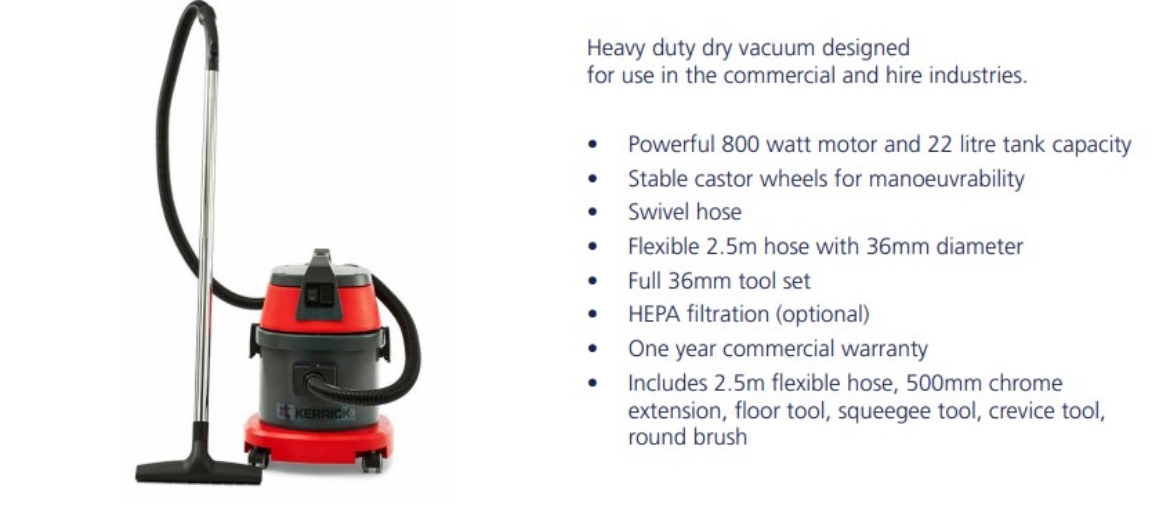 Picture of KERRICK WET & DRY KVAC10L VACUUM CLEANER 22L