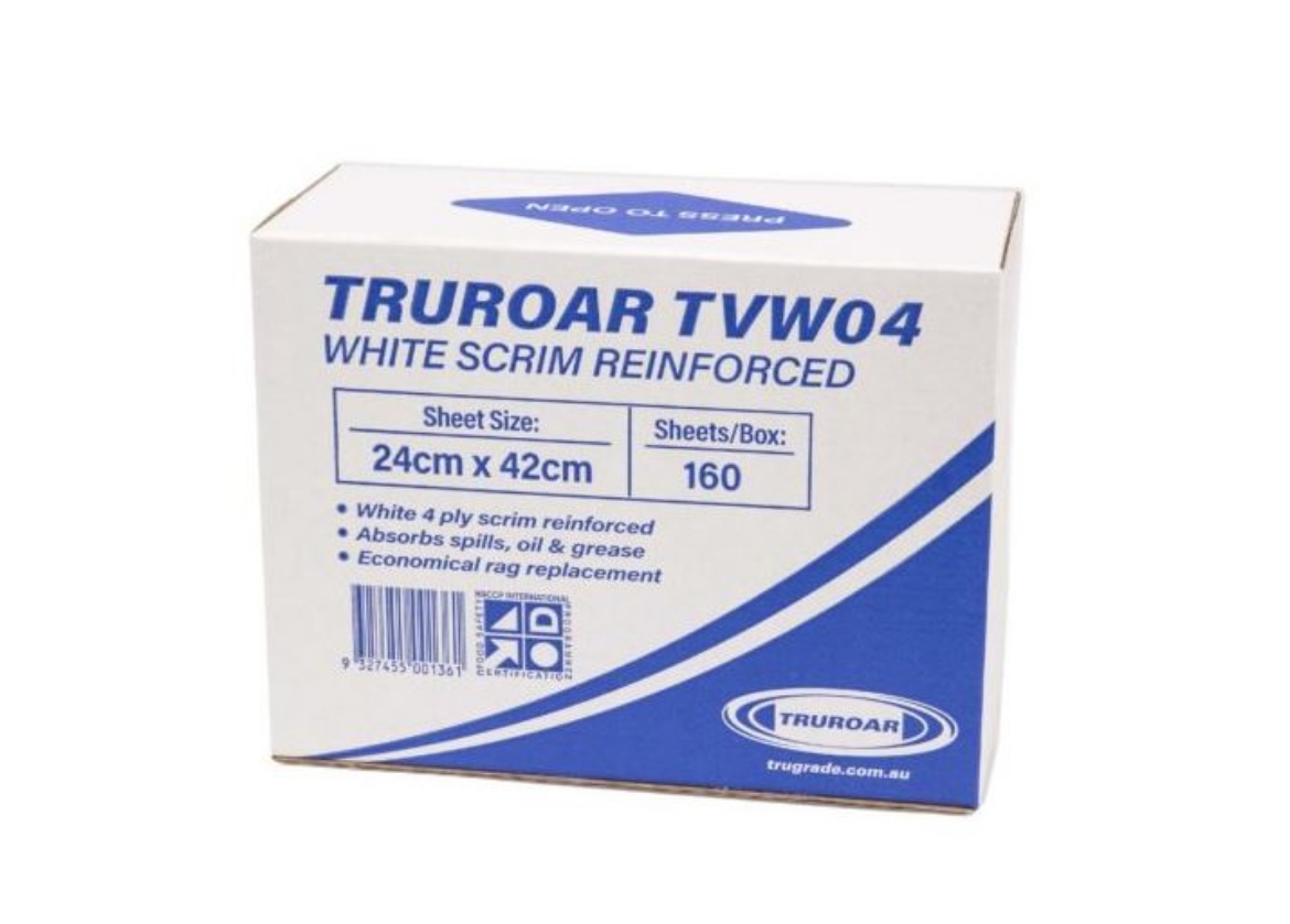 Picture of TRUROAR WIPES SCRIM REINFORCHED WHITE SHEETS 24X42CM 160SH/CTN